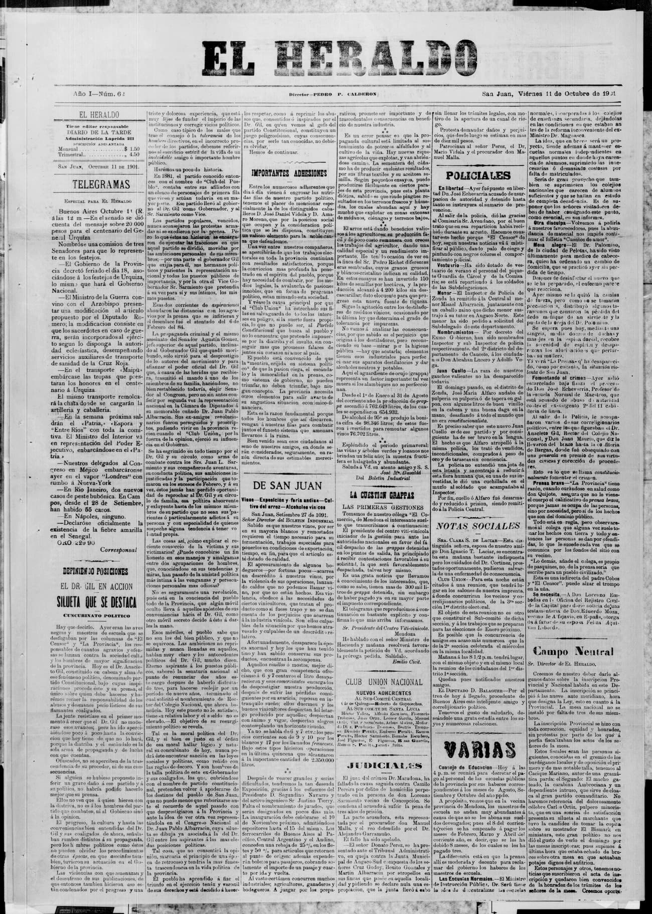 Portada · 11 de Octubre de 1901