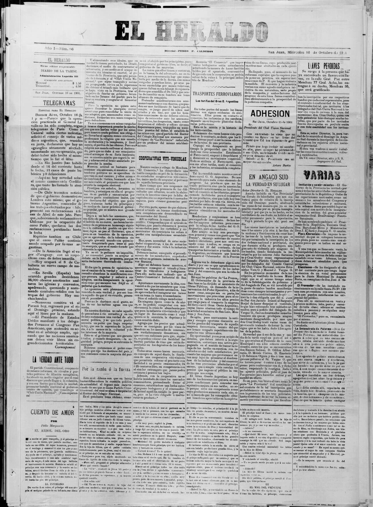 Portada · 16 de Octubre de 1901
