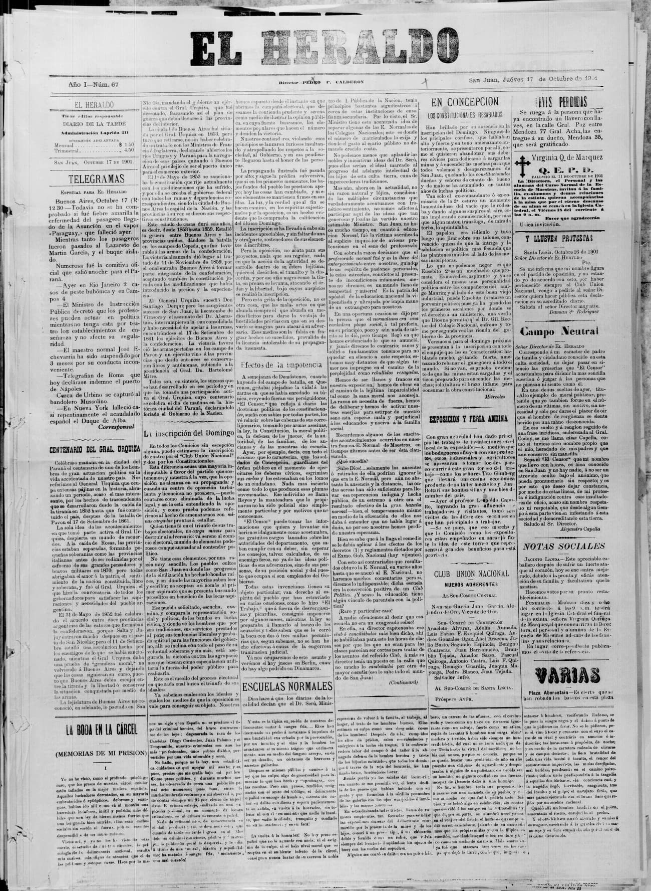 Portada · 17 de Octubre de 1901