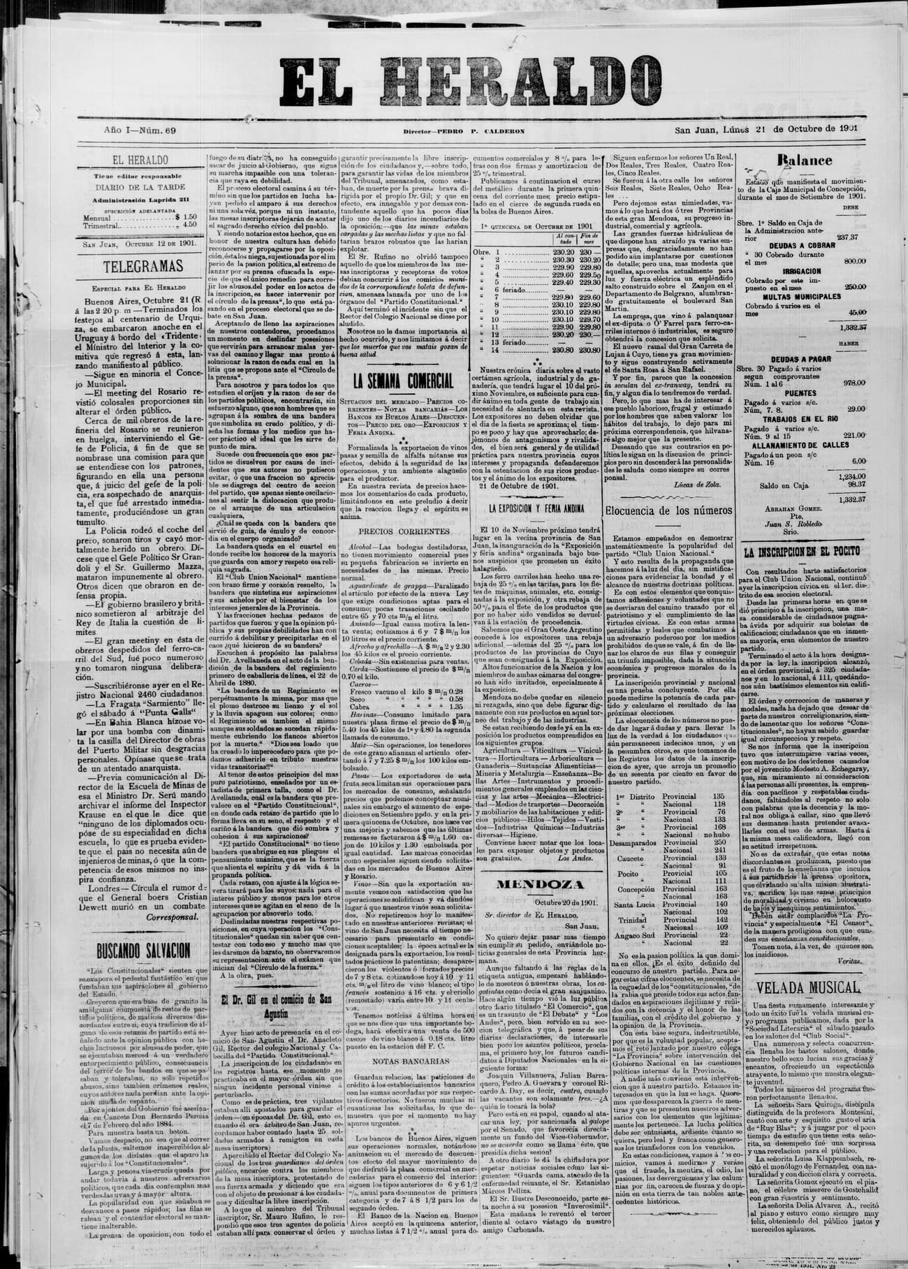 Portada · 21 de Octubre de 1901