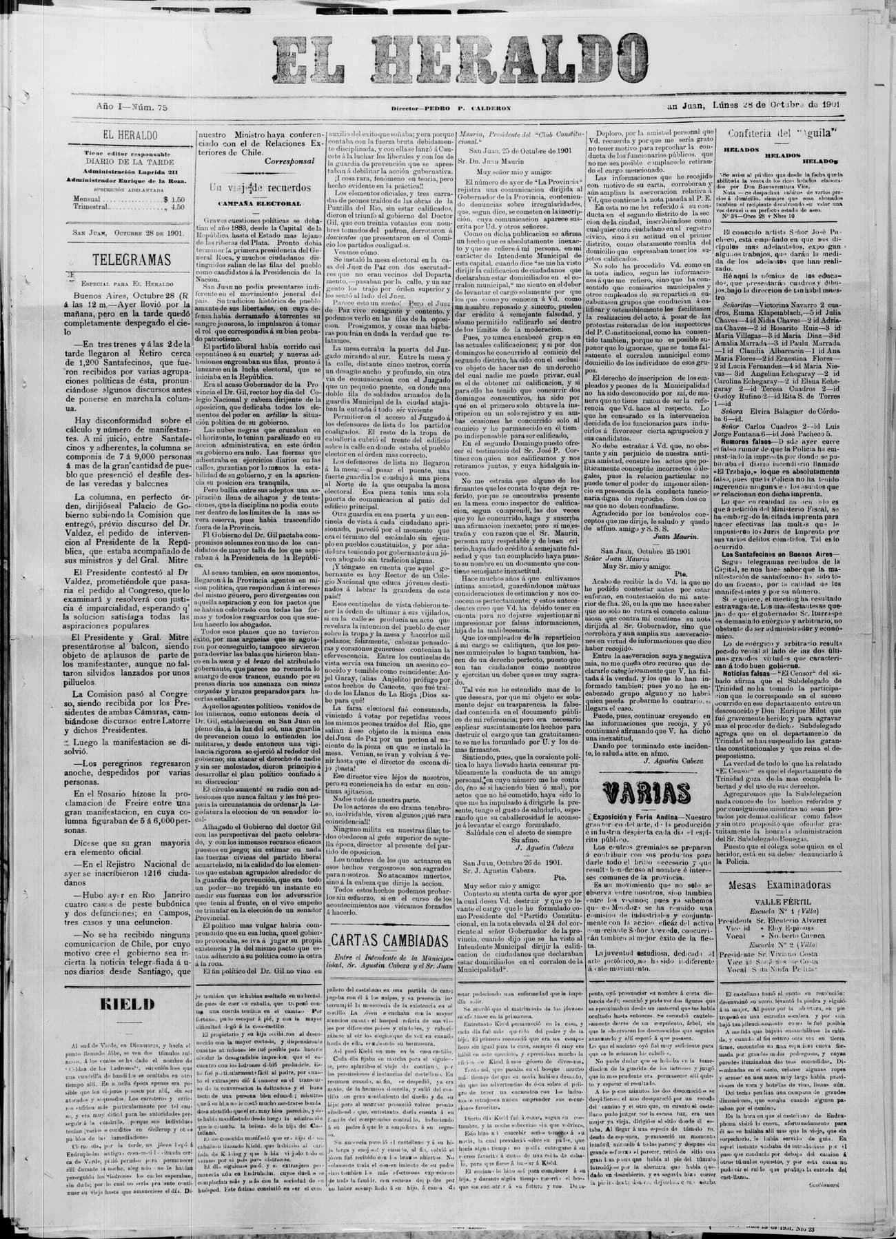 Portada · 28 de Octubre de 1901