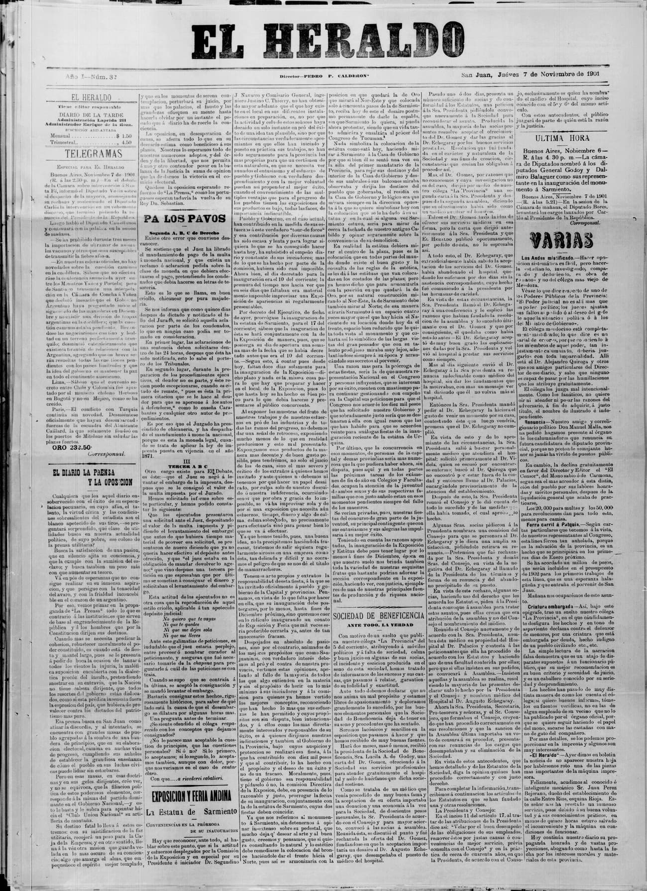 Portada · 7 de Noviembre de 1901