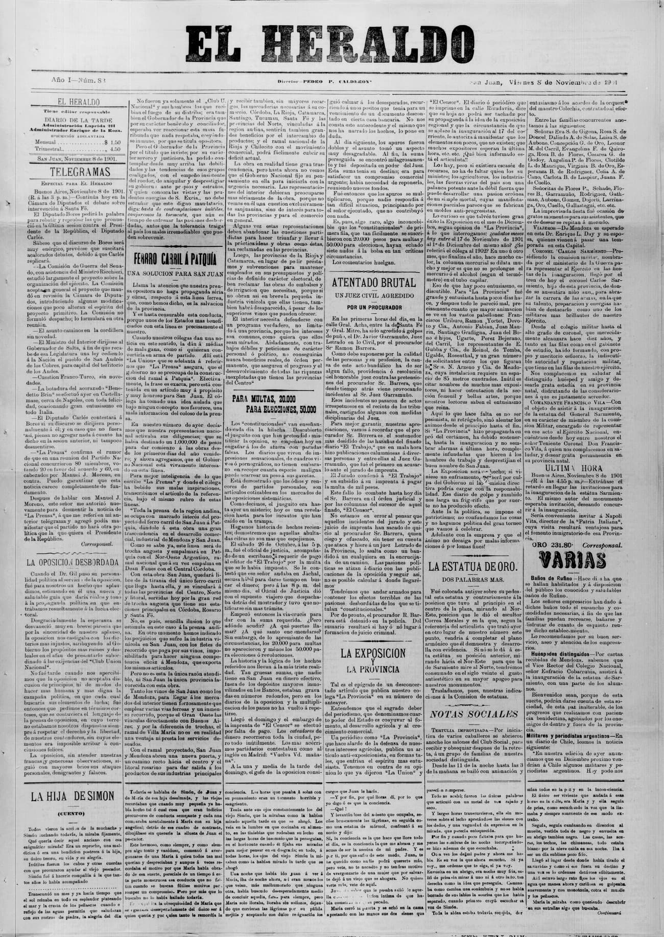 Portada · 8 de Noviembre de 1901