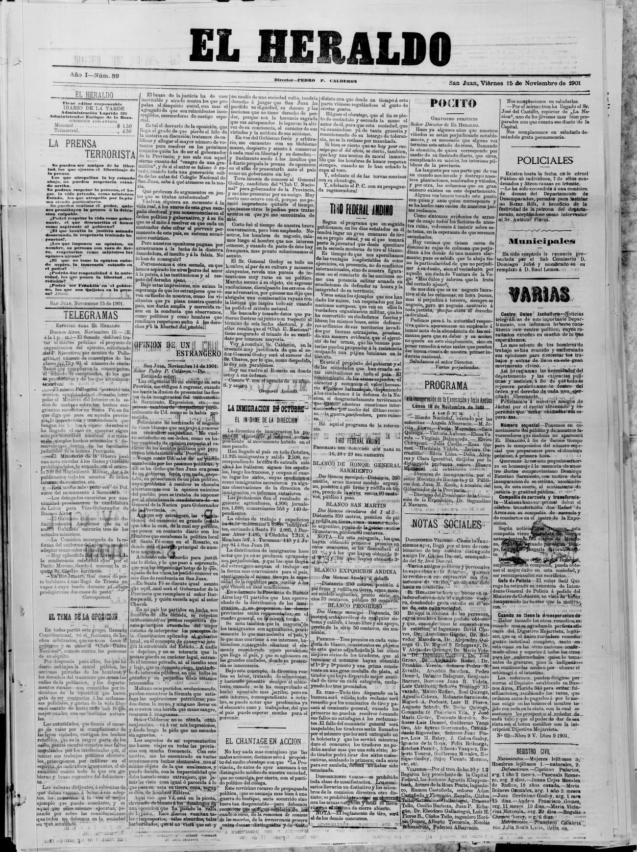 Portada · 15 de Noviembre de 1901