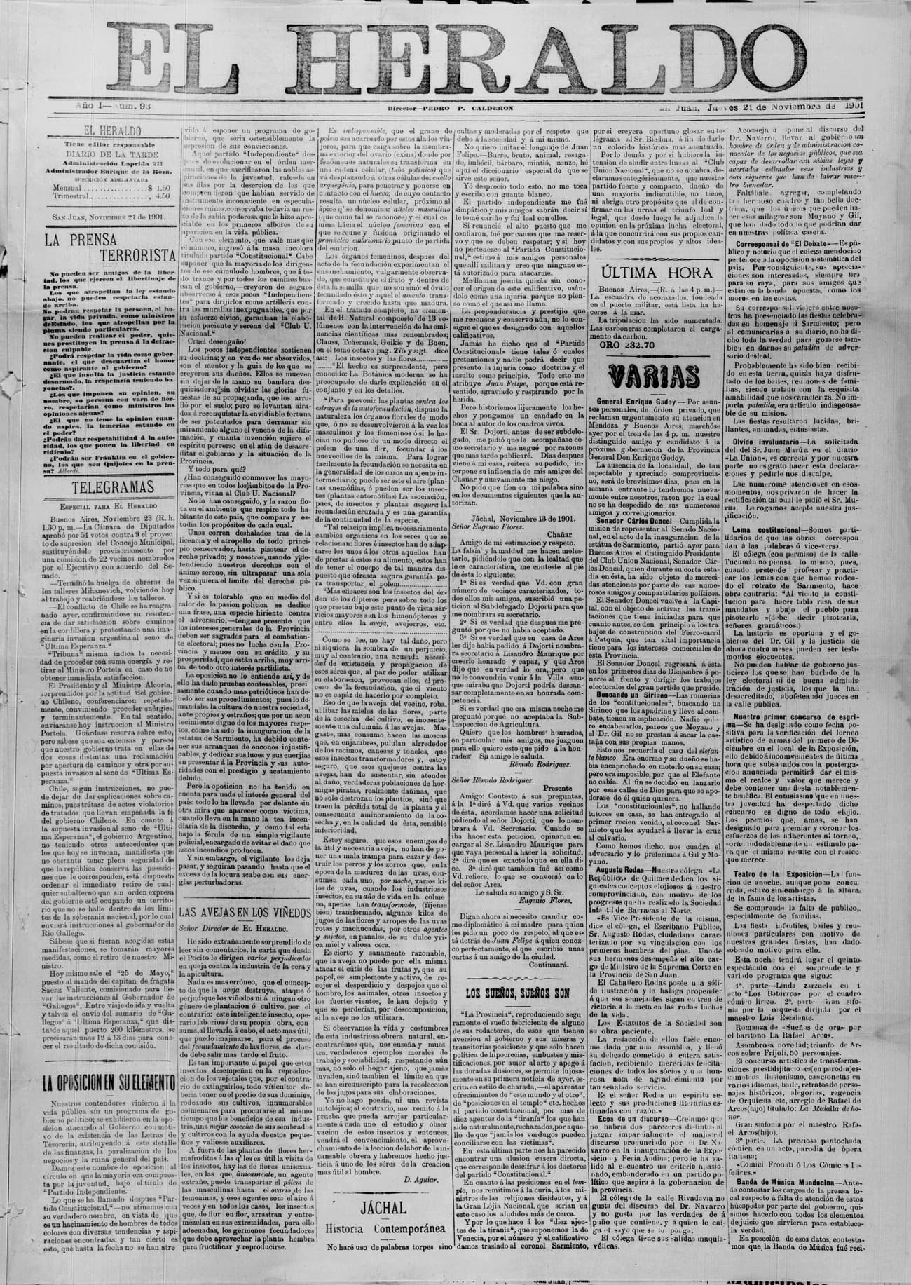 Portada · 21 de Noviembre de 1901