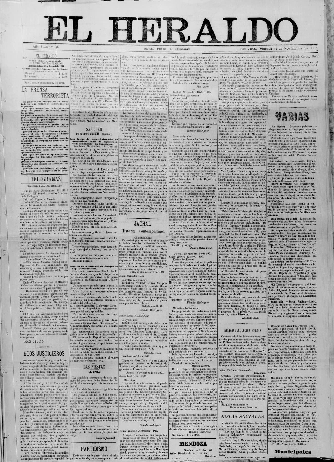 Portada · 22 de Noviembre de 1901
