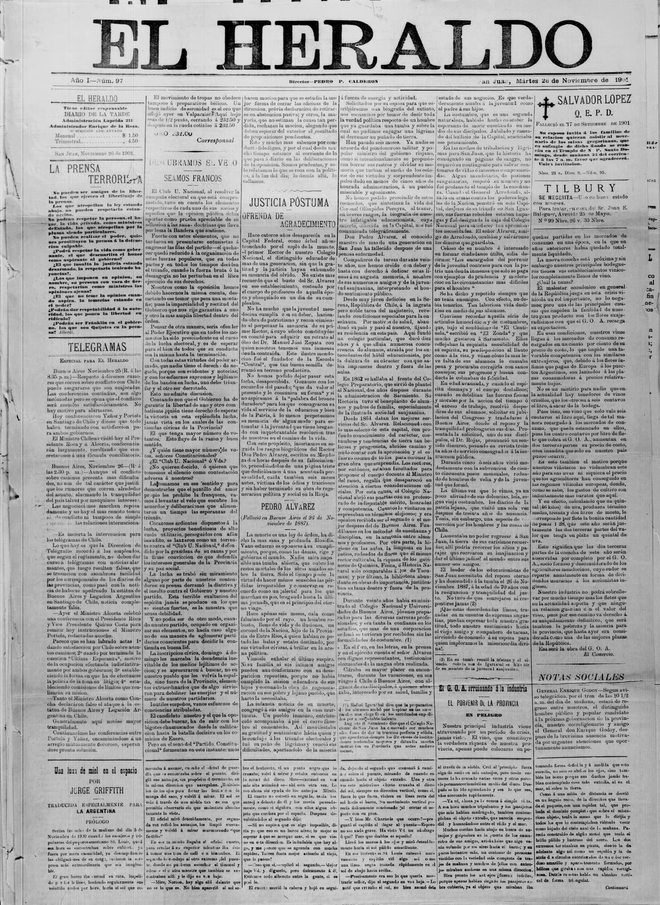 Portada · 26 de Noviembre de 1901