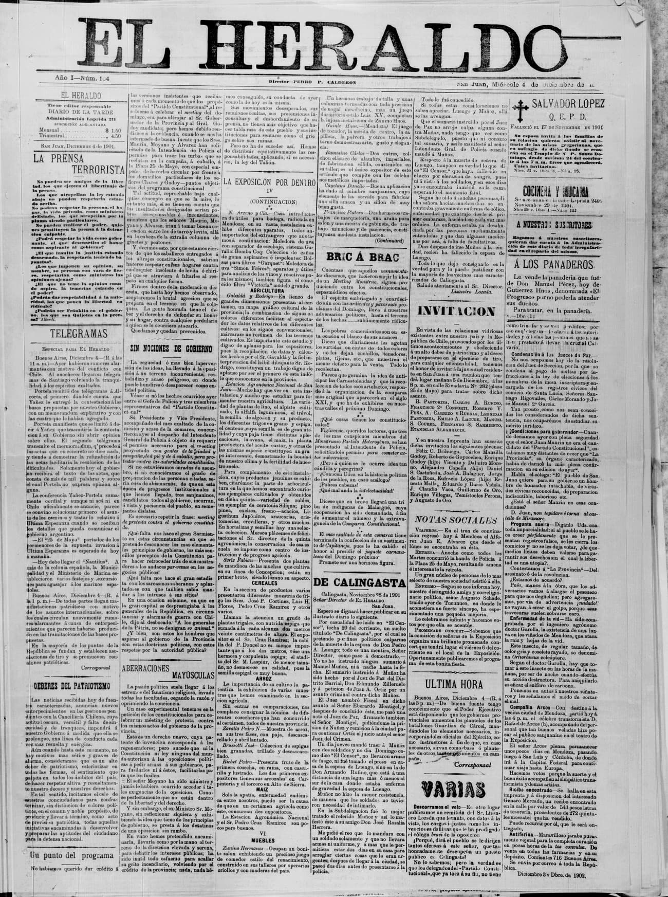 Portada · 4 de Diciembre de 1901