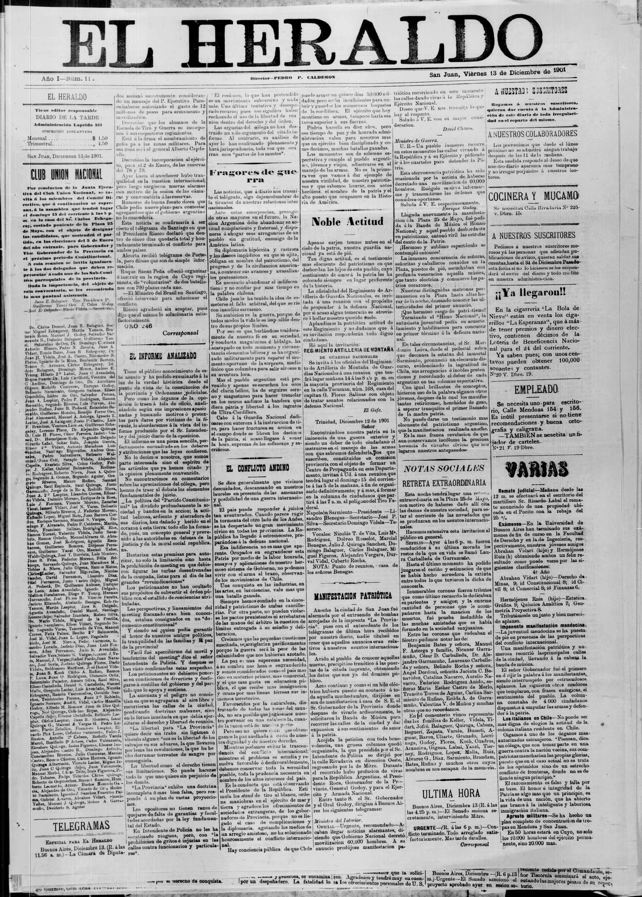 Portada · 13 de Diciembre de 1901