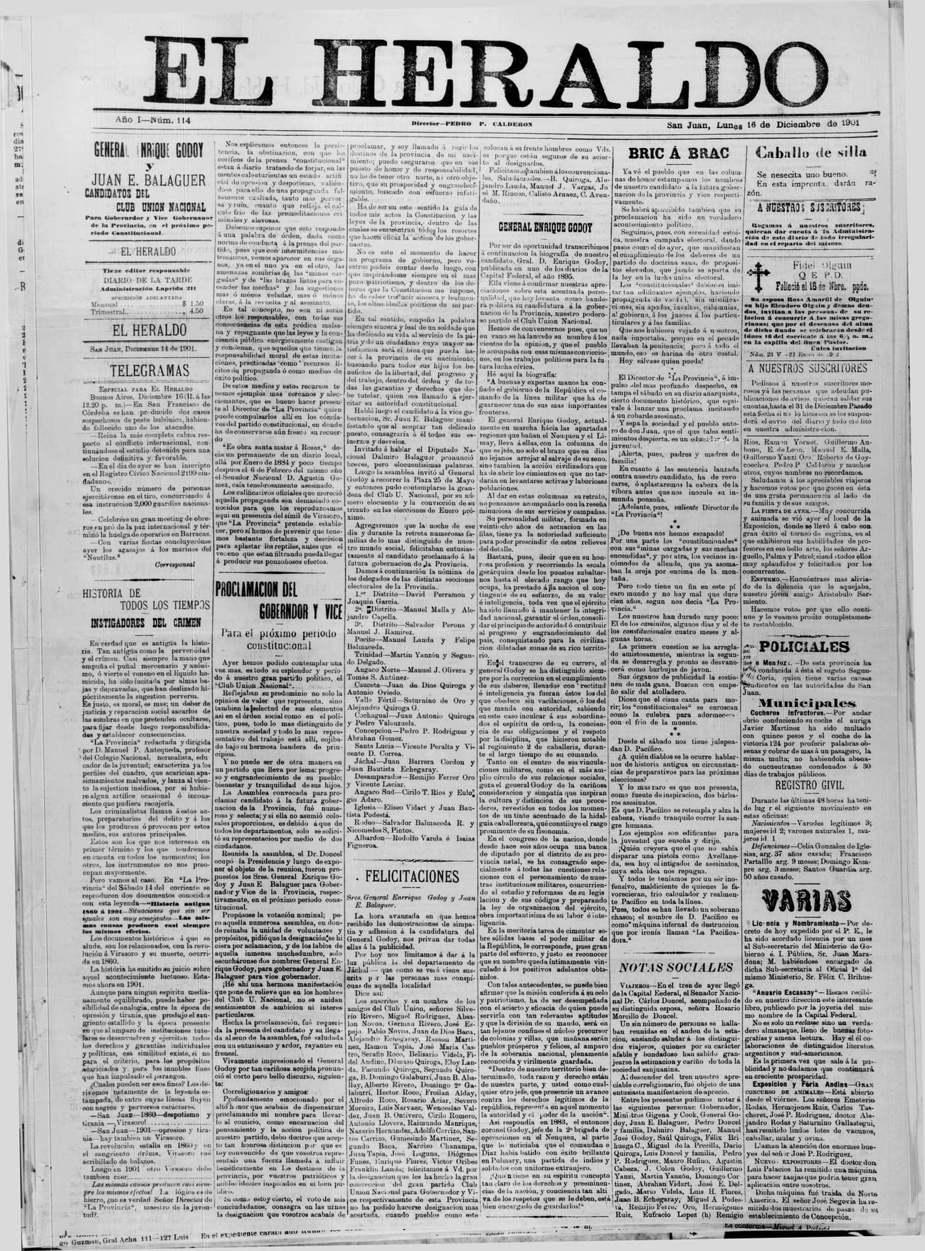 Portada · 16 de Diciembre de 1901