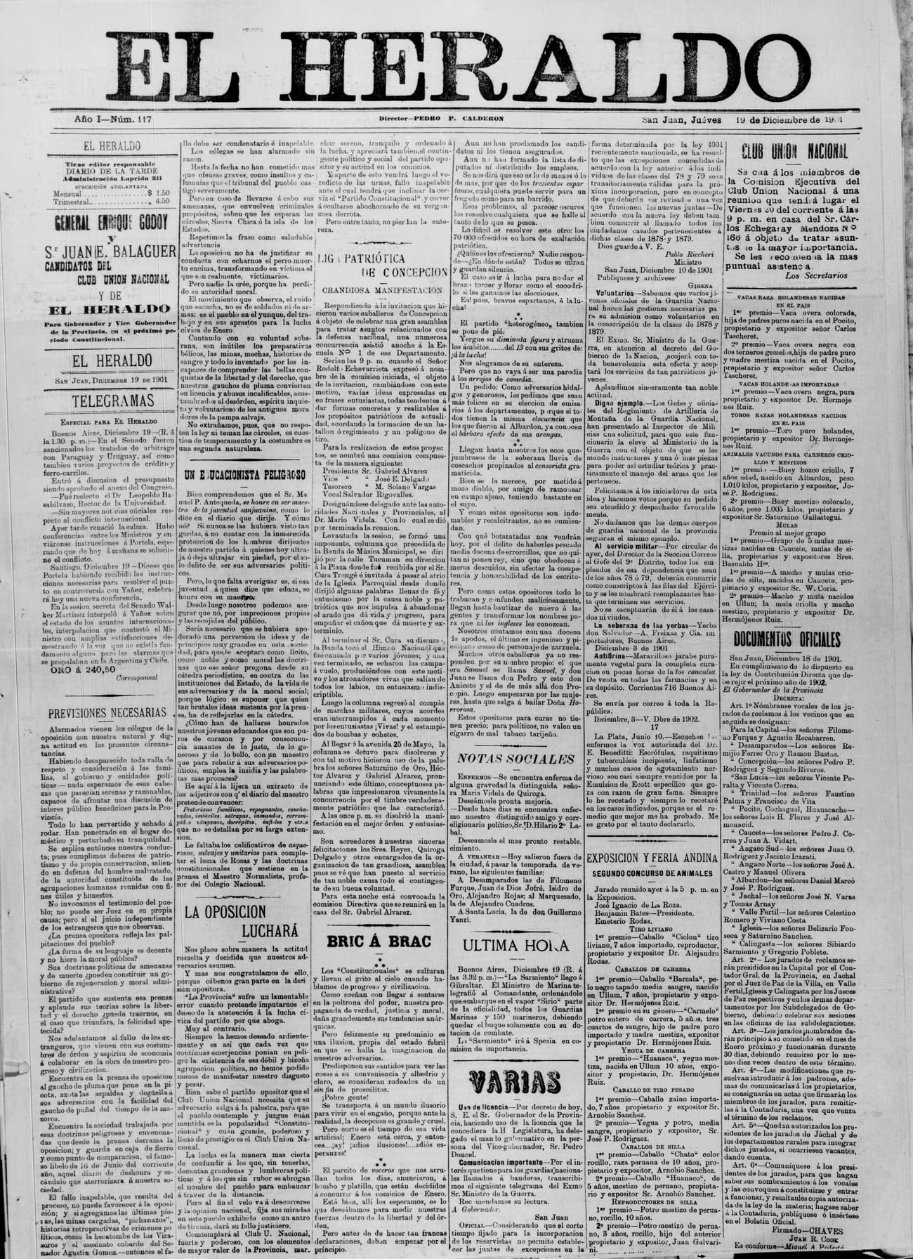 Portada · 19 de Diciembre de 1901