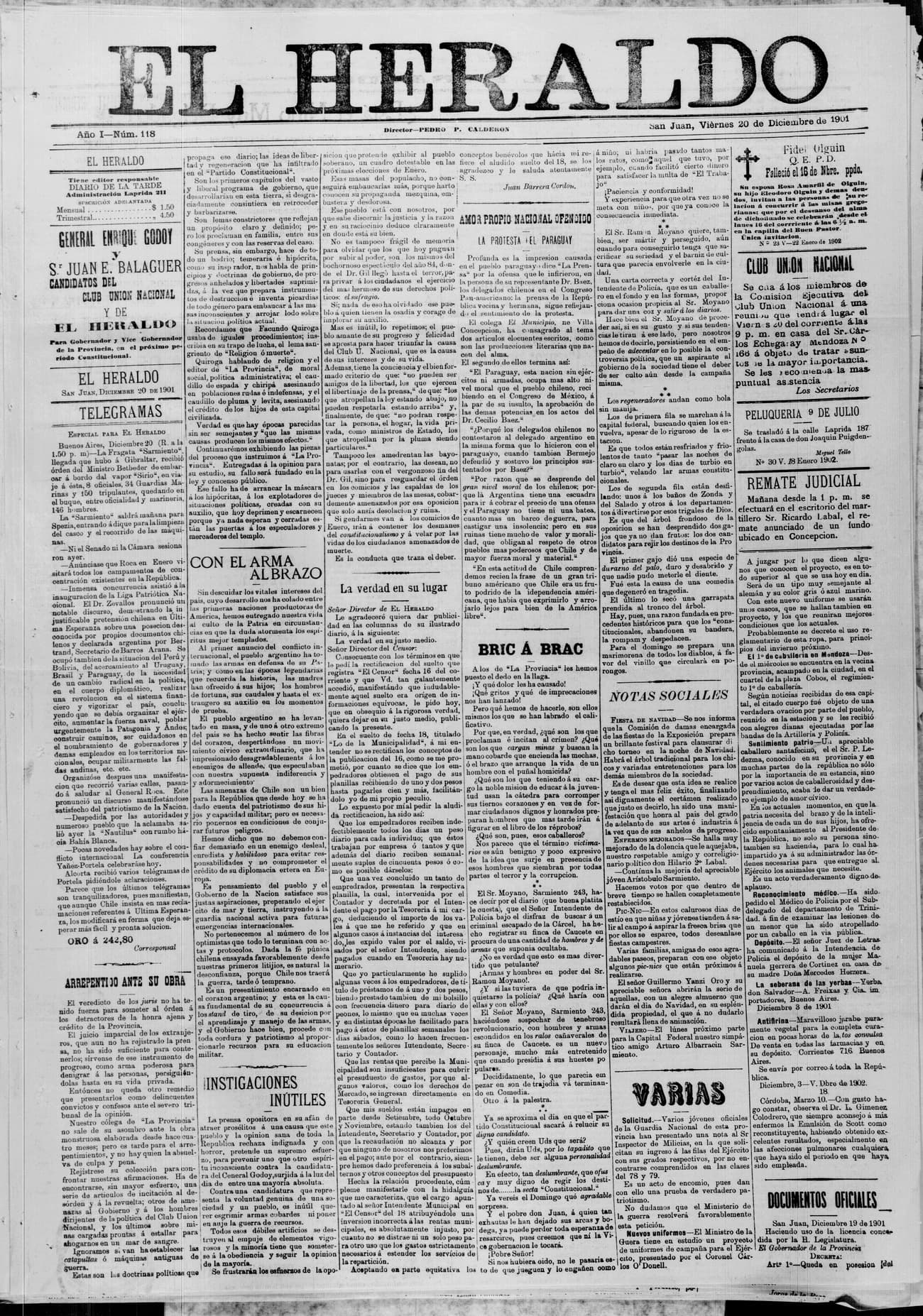Portada · 20 de Diciembre de 1901