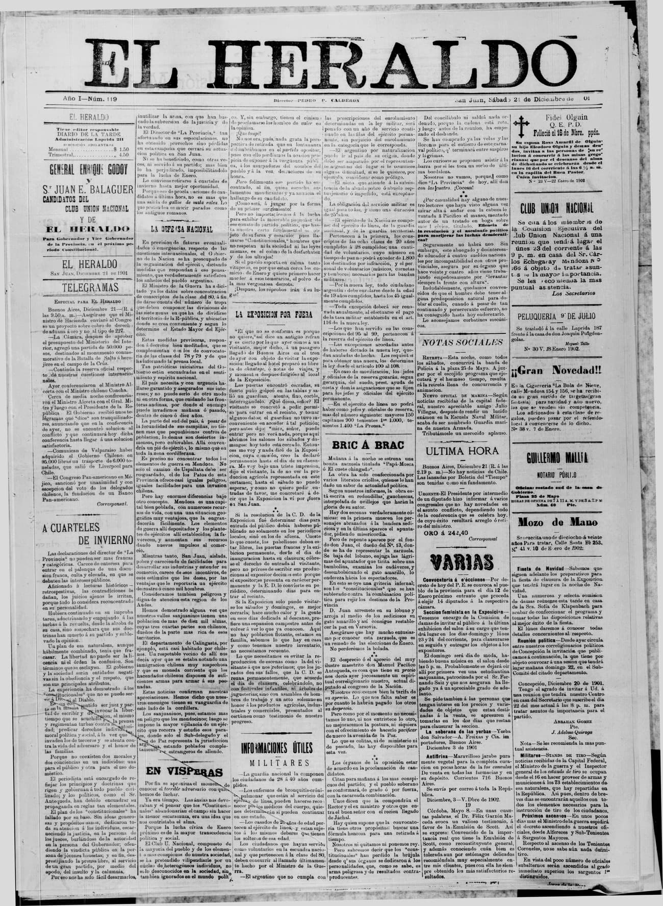 Portada · 21 de Diciembre de 1901