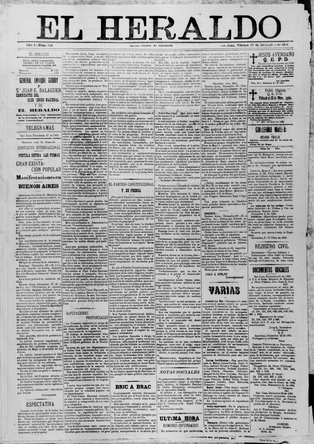Portada · 27 de Diciembre de 1901