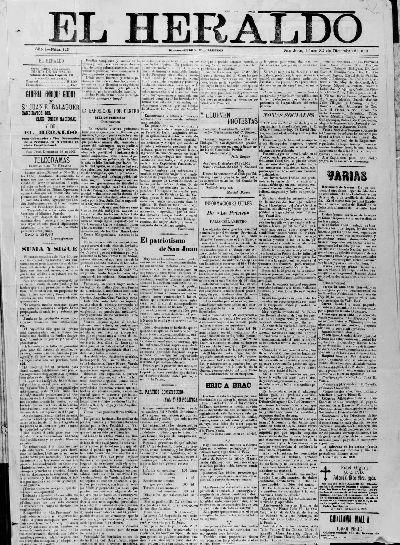 Portada · 30 de Diciembre de 1901