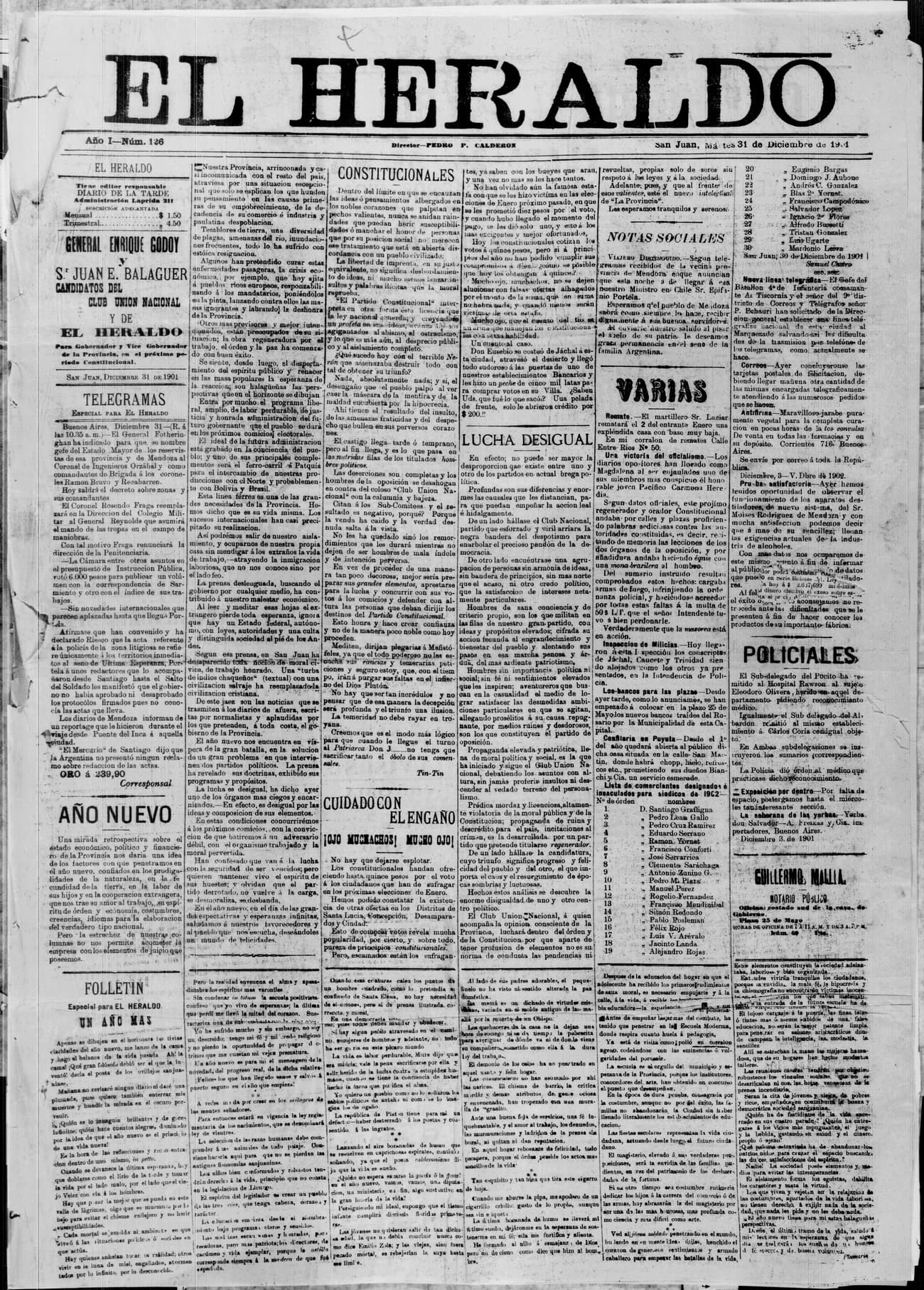Portada · 31 de Diciembre de 1901
