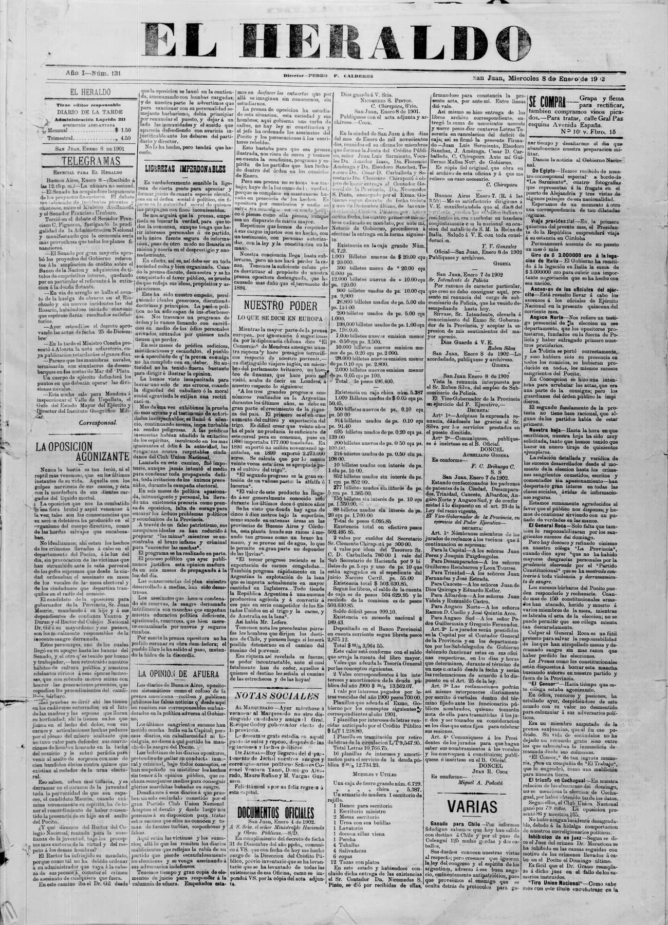 Portada · 8 de Enero de 1902