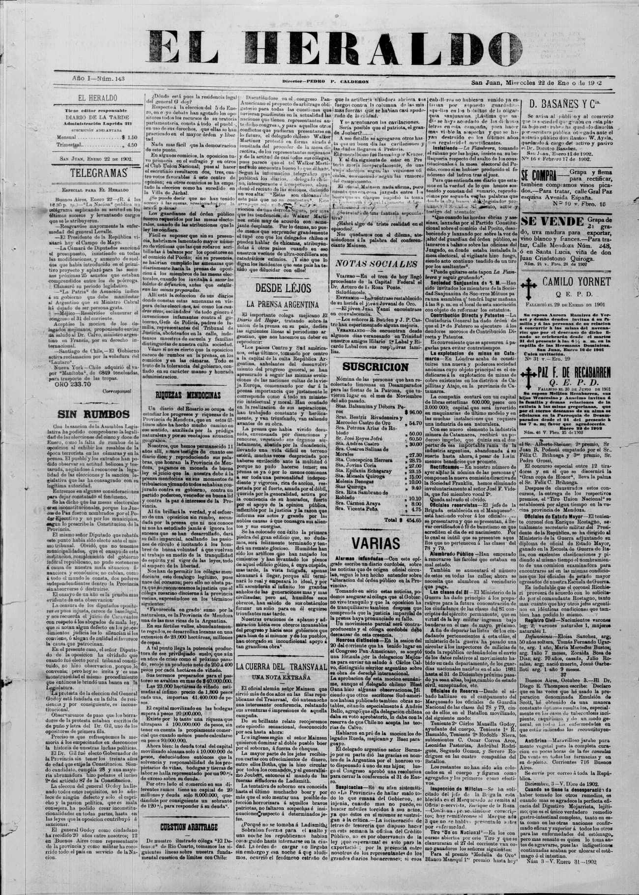 Portada · 22 de Enero de 1902
