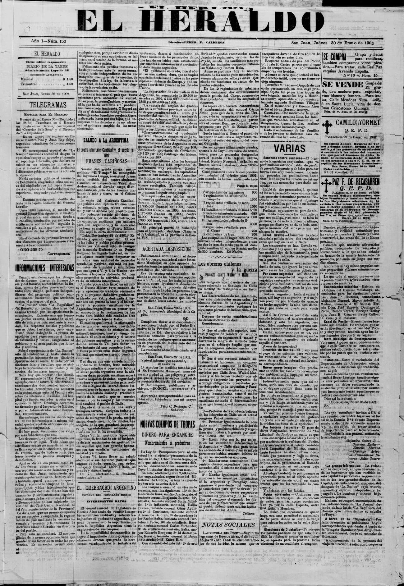 Portada · 30 de Enero de 1902