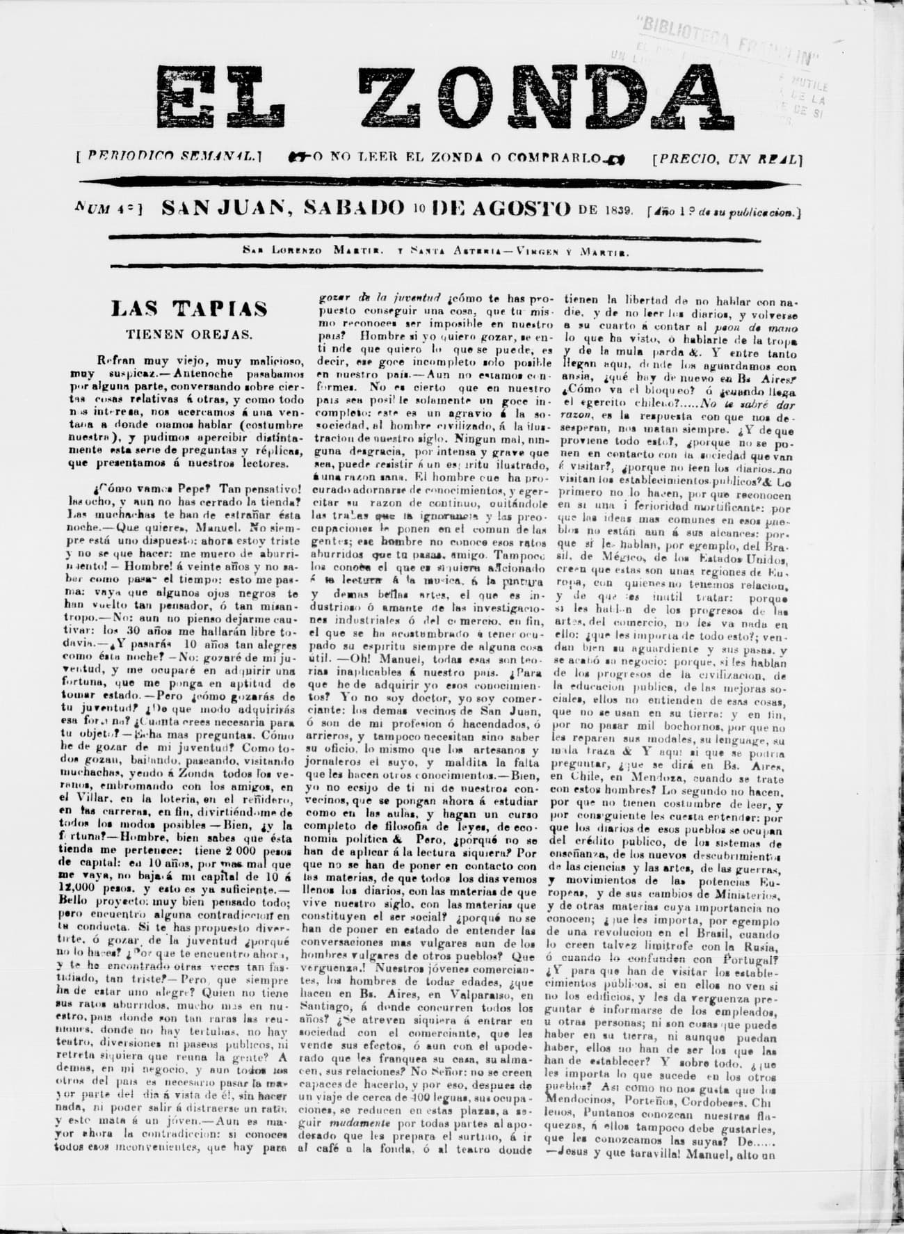 Portada de El Zonda