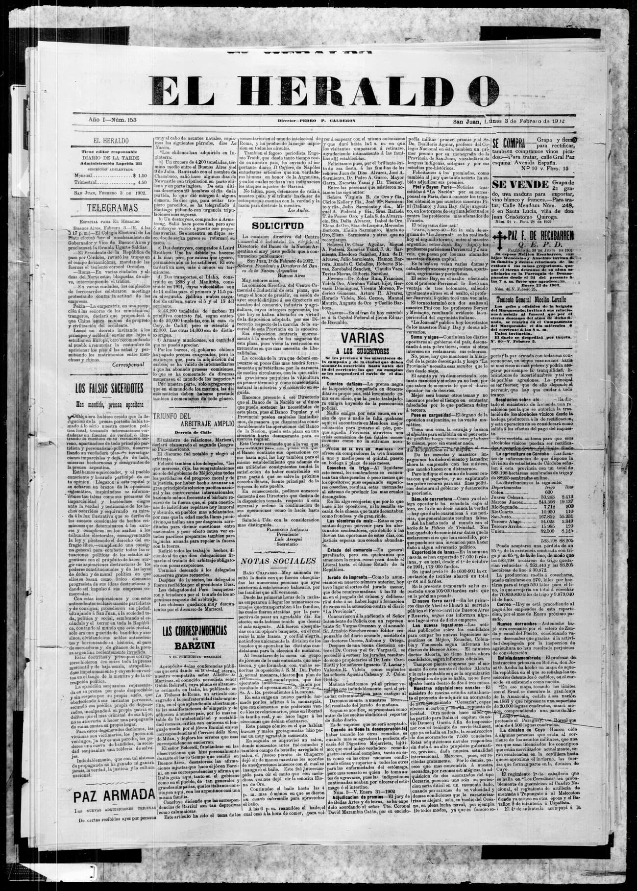 Portada · 3 de Febrero de 1902