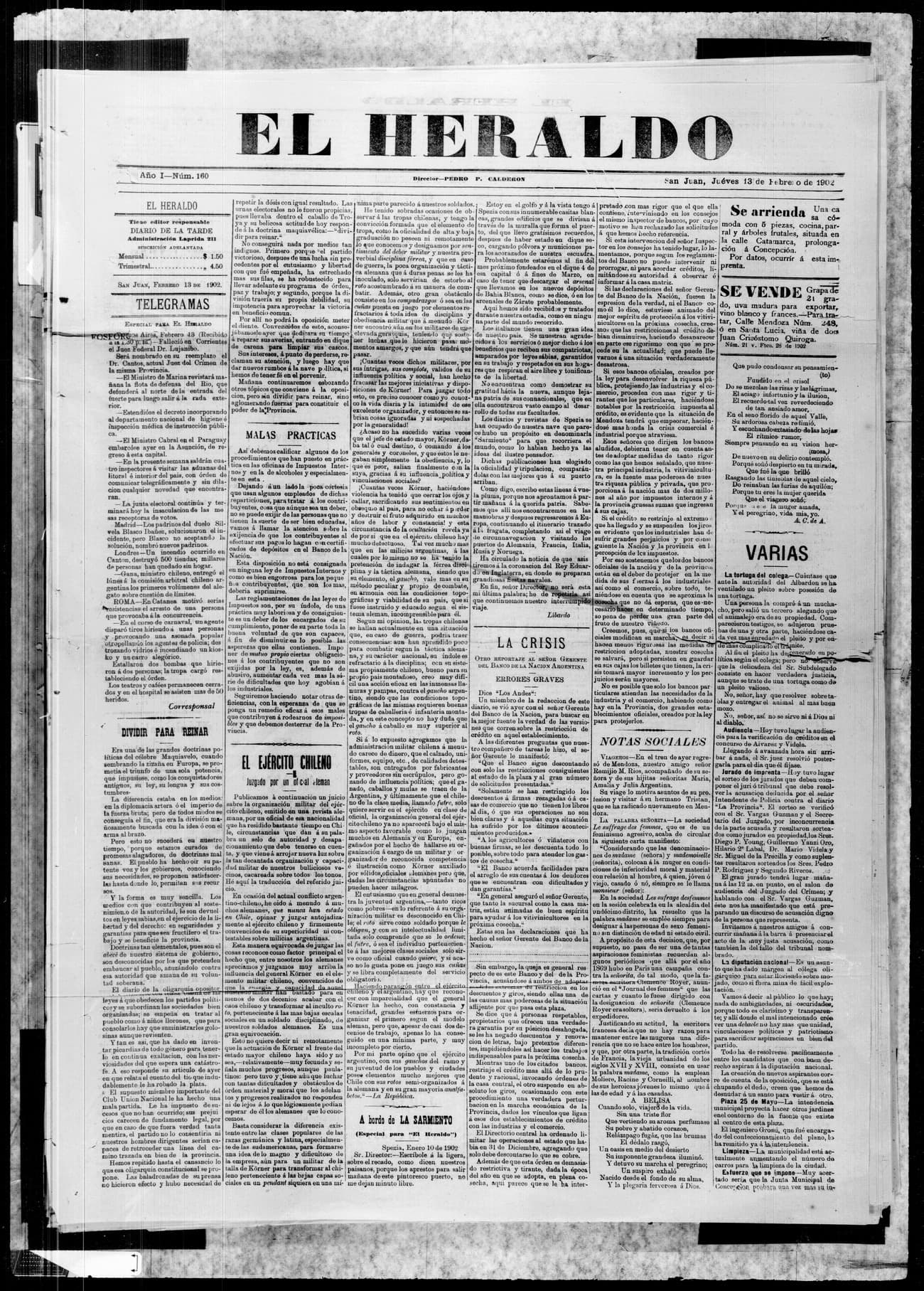 Portada · 13 de Febrero de 1902