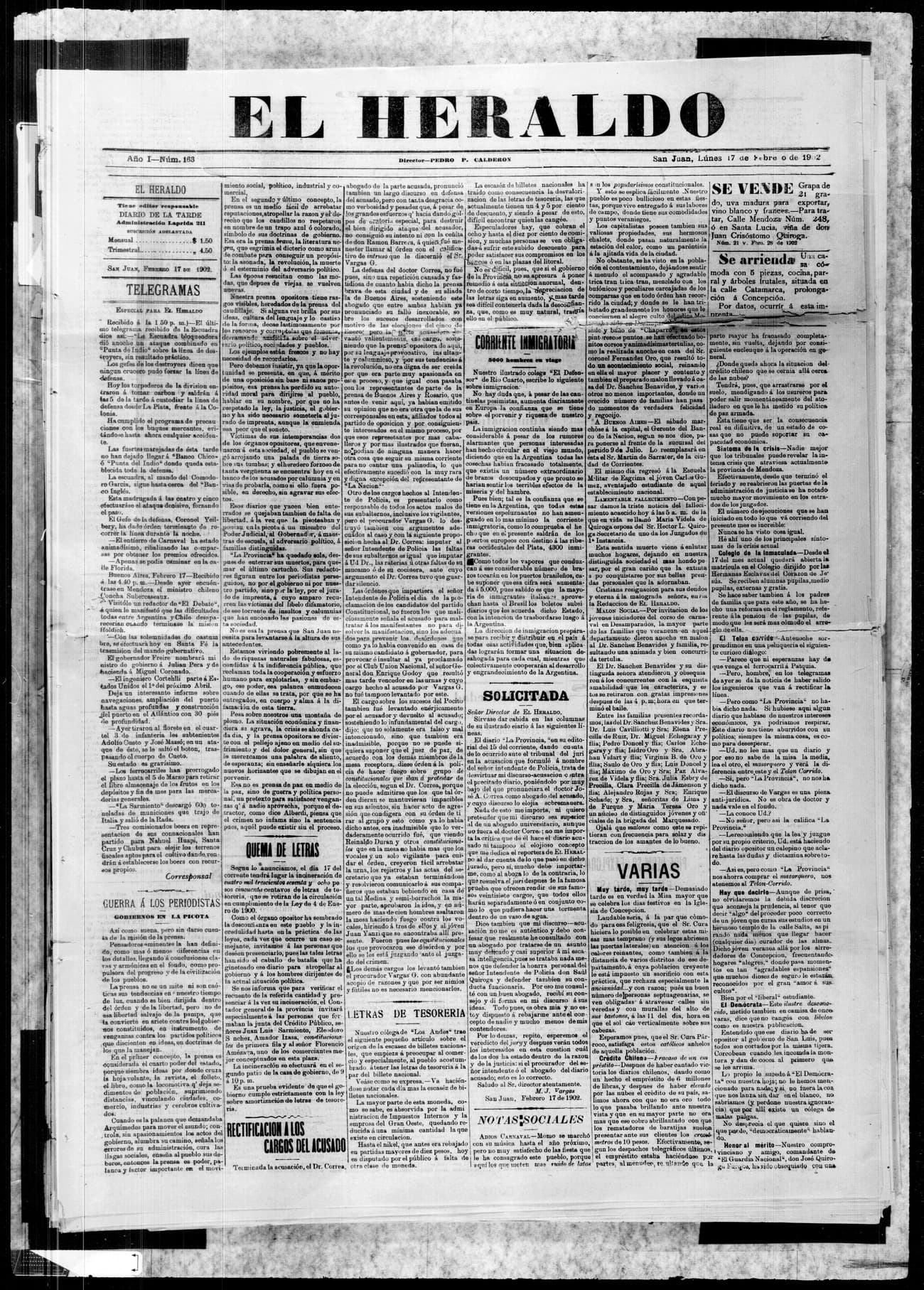 Portada · 17 de Febrero de 1902