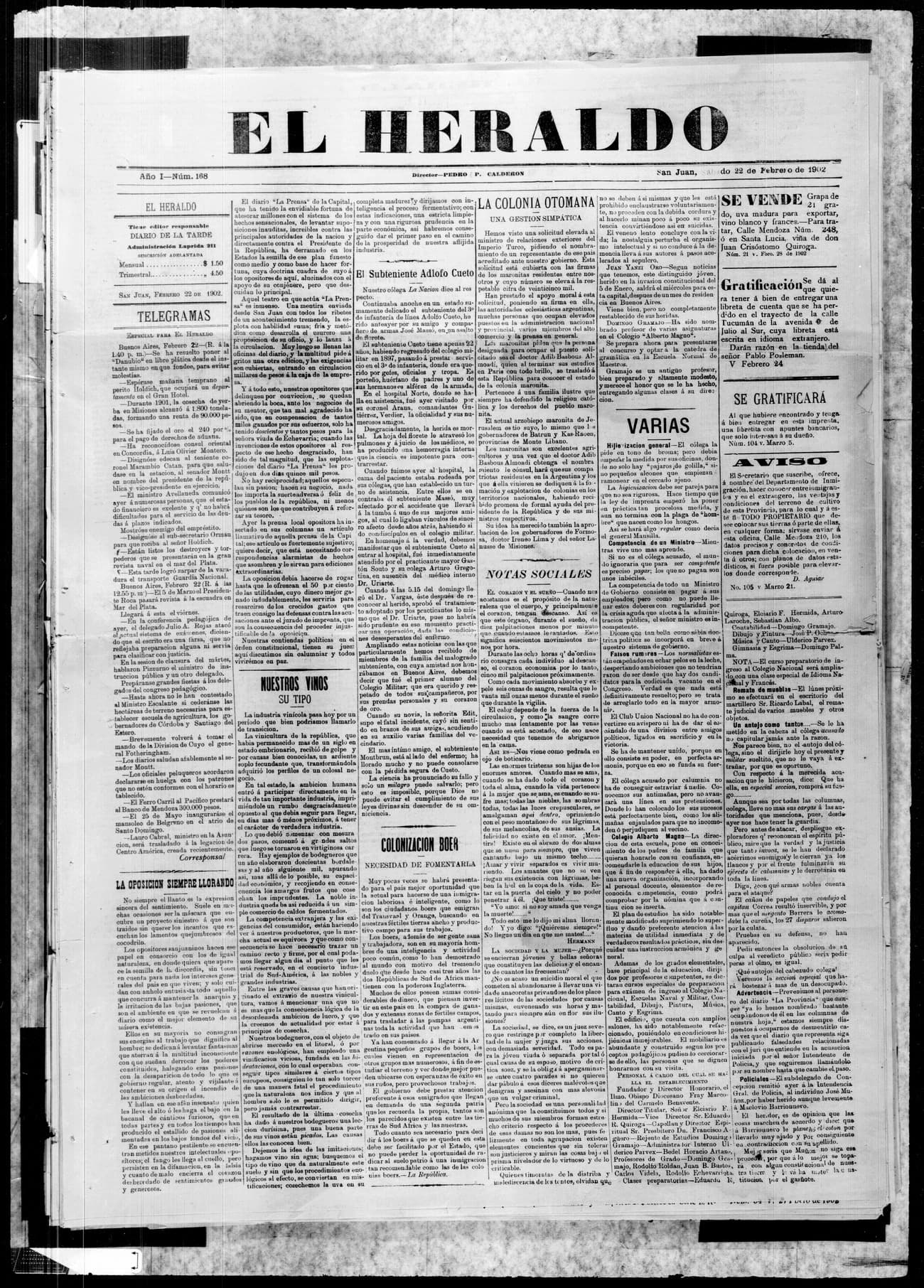 Portada · 22 de Febrero de 1902