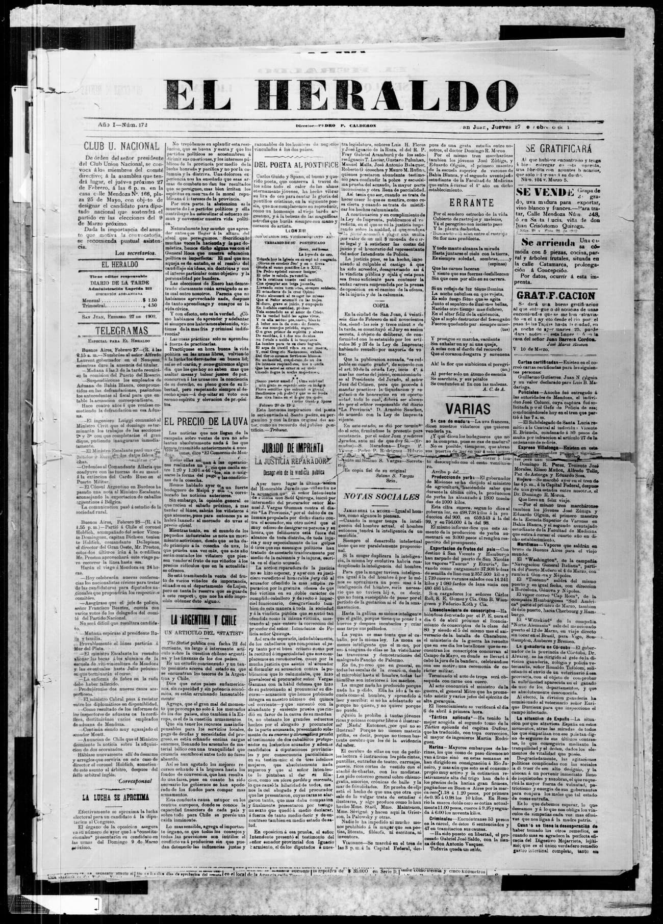 Portada · 27 de Febrero de 1902