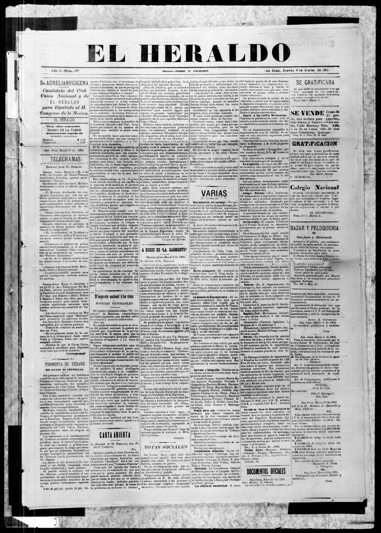 Portada · 6 de Marzo de 1902