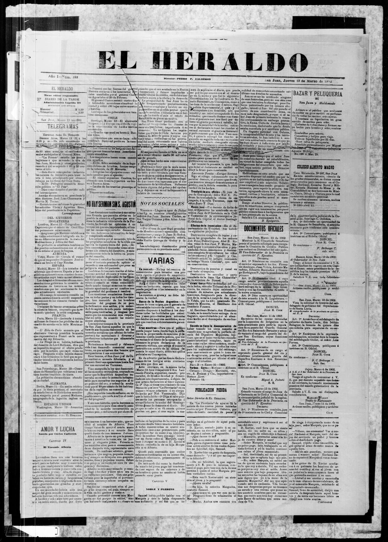 Portada · 13 de Marzo de 1902
