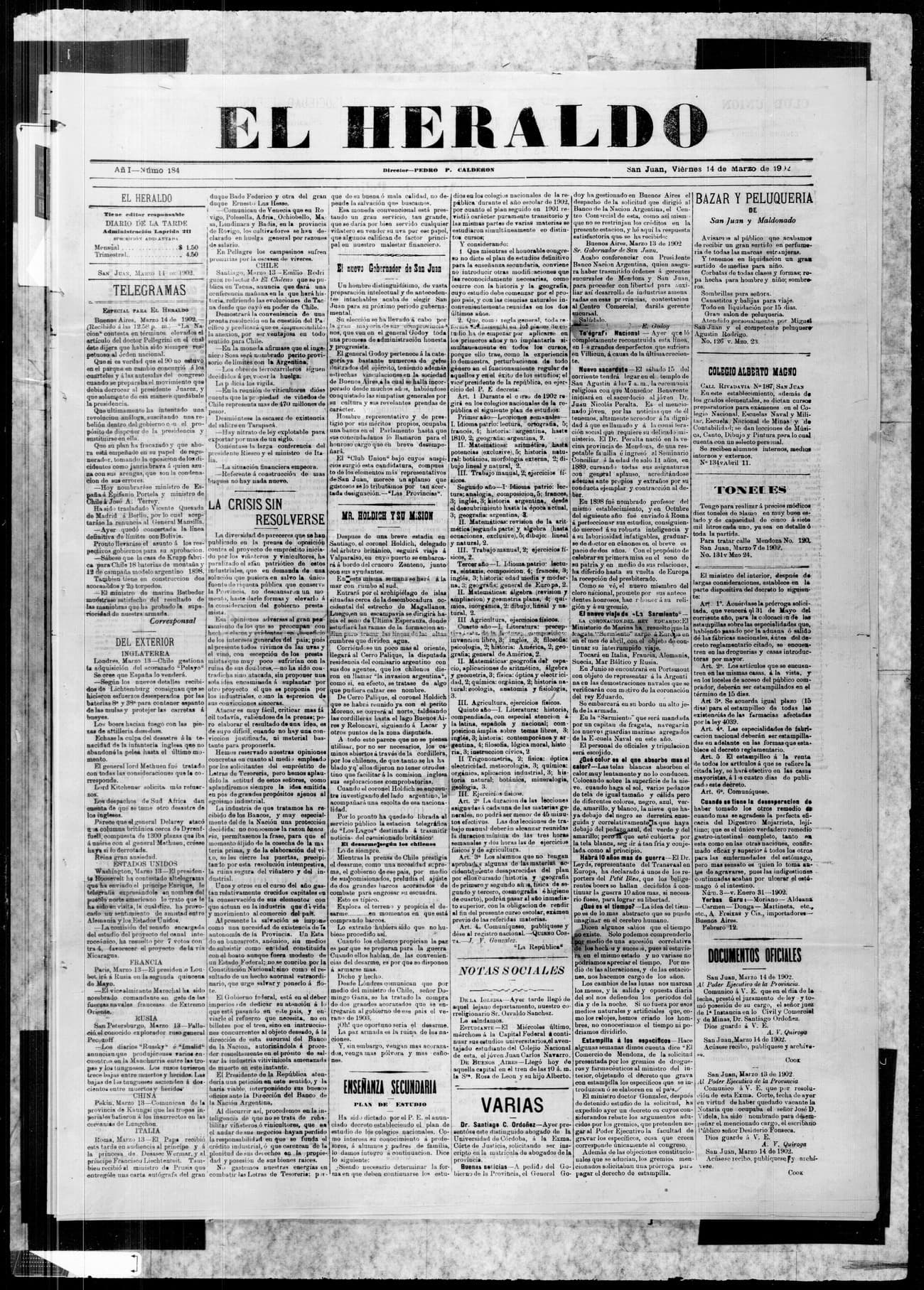 Portada · 14 de Marzo de 1902