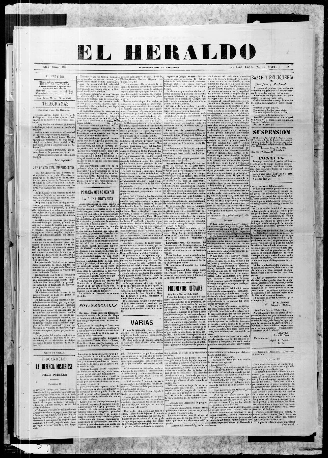 Portada · 24 de Marzo de 1902