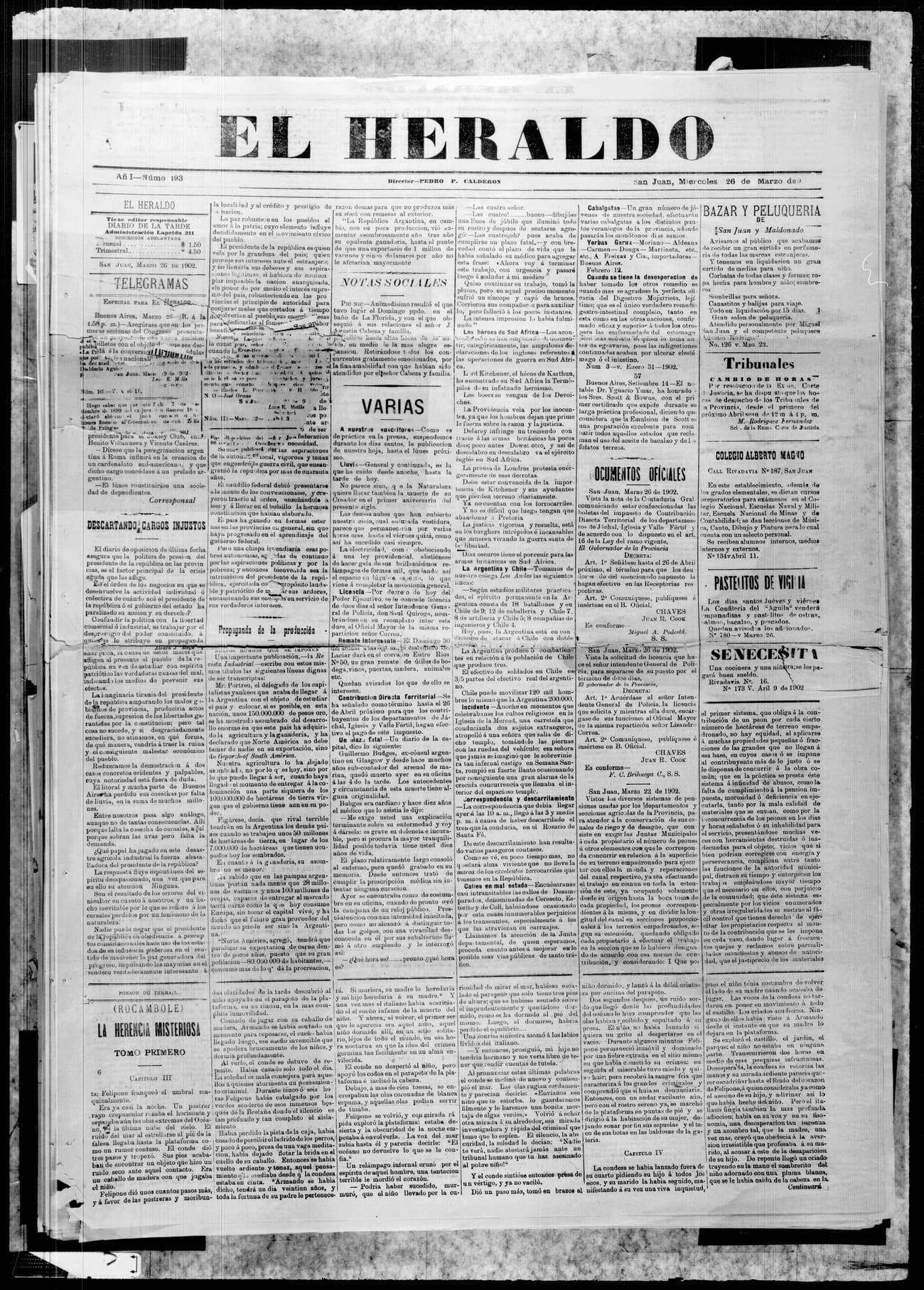 Portada · 26 de Marzo de 1902