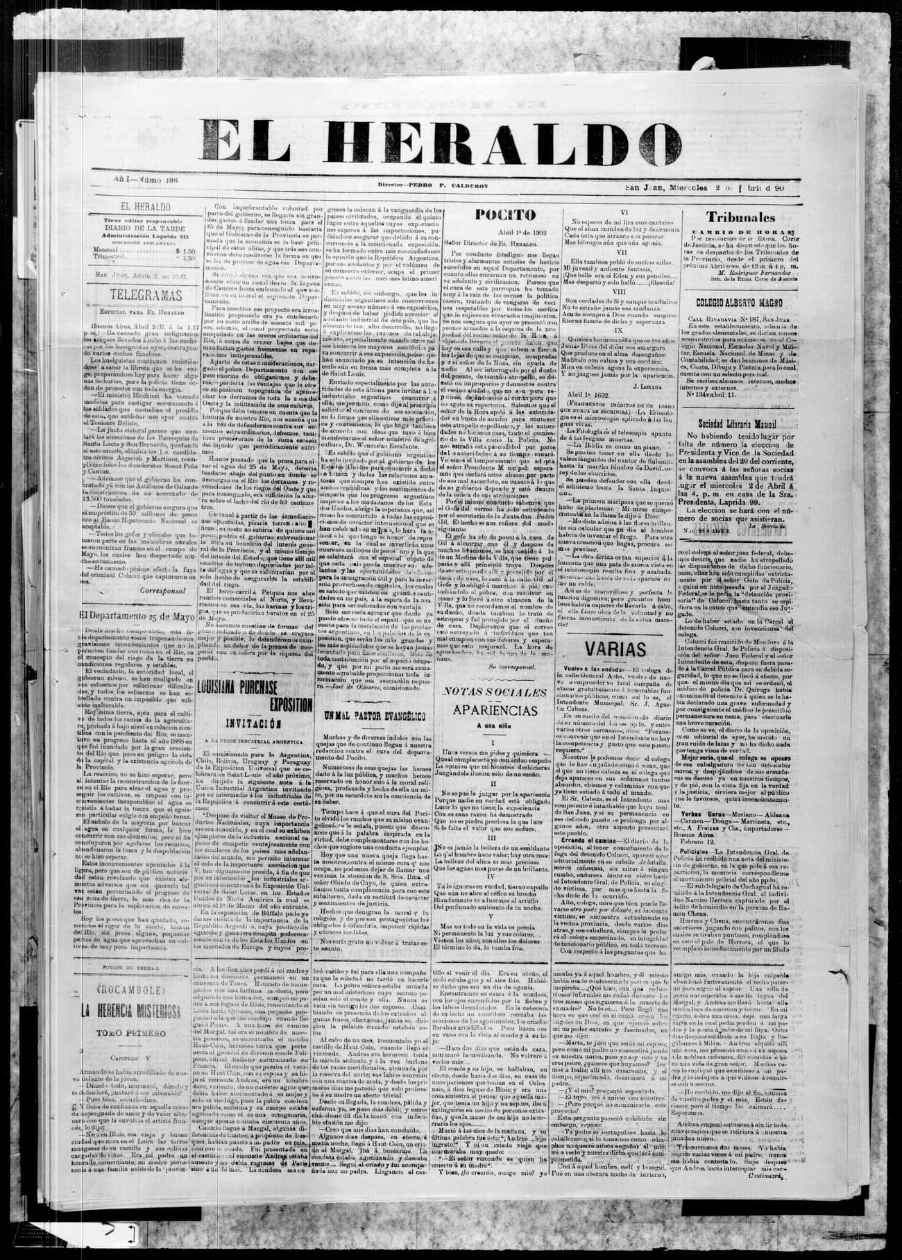 Portada · 2 de Abril de 1902