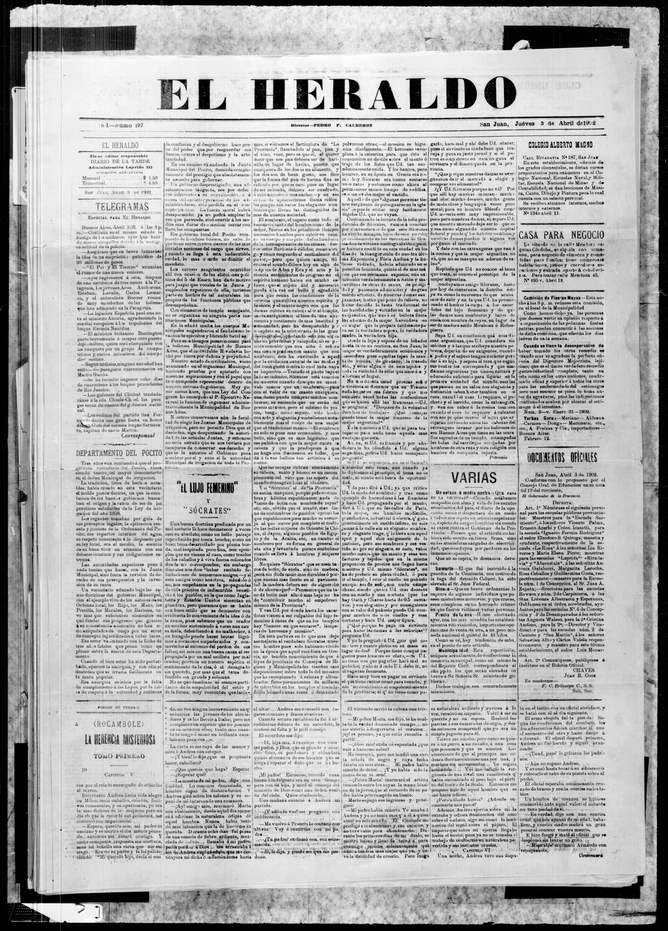 Portada · 3 de Abril de 1902