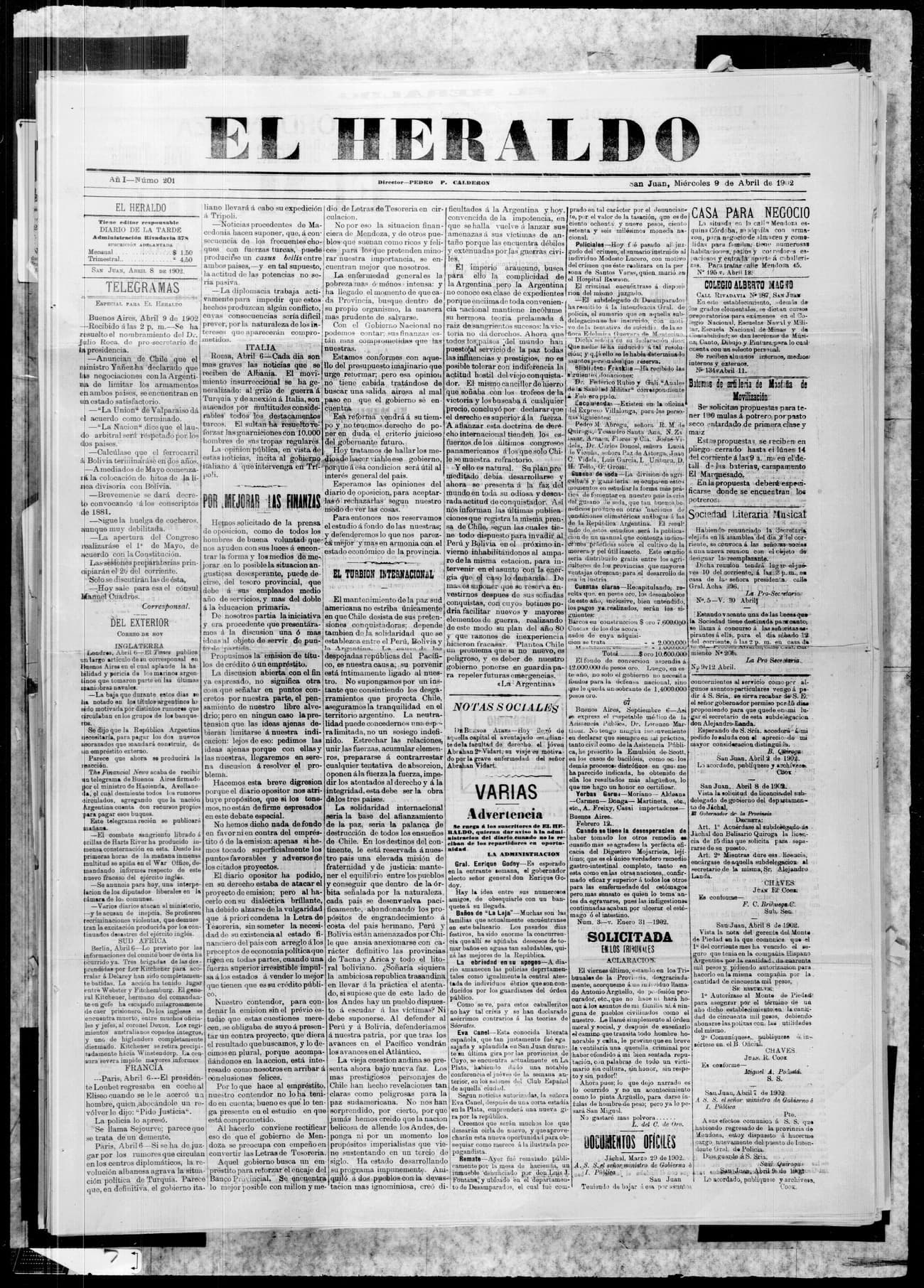 Portada · 9 de Abril de 1902