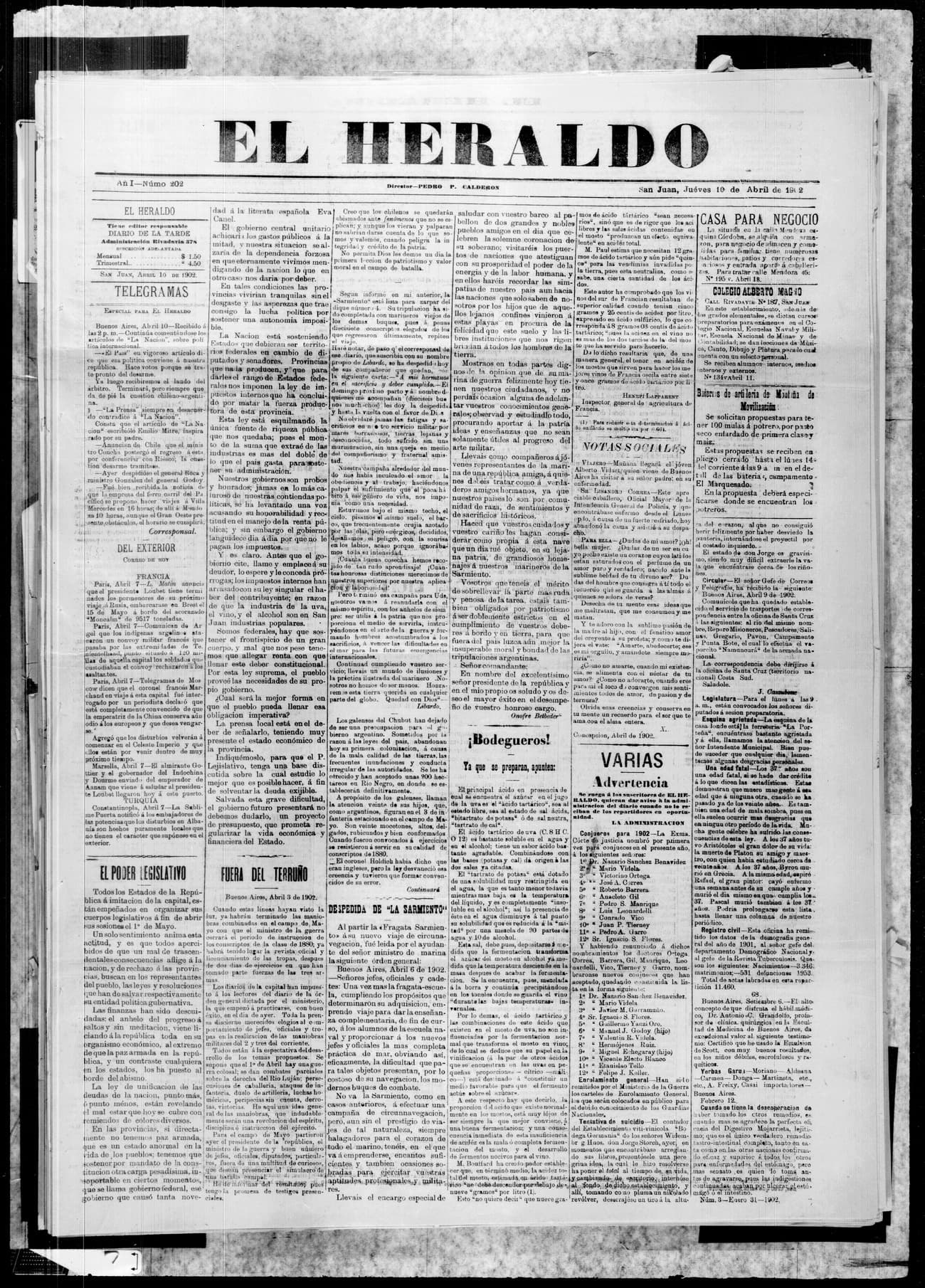 Portada · 10 de Abril de 1902