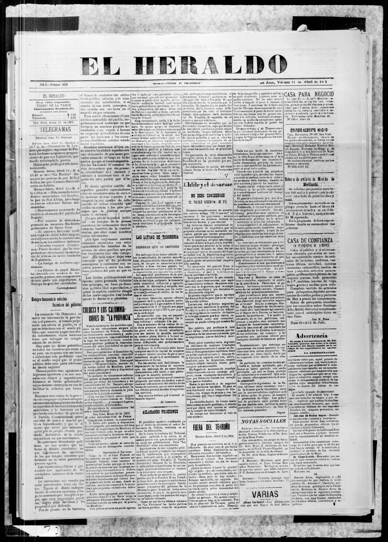 Portada · 11 de Abril de 1902