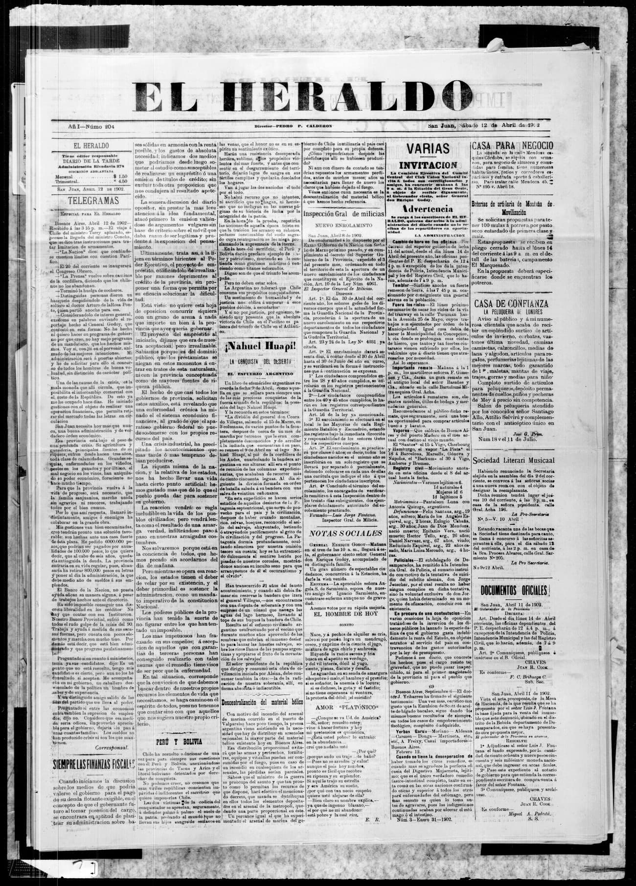 Portada · 12 de Abril de 1902
