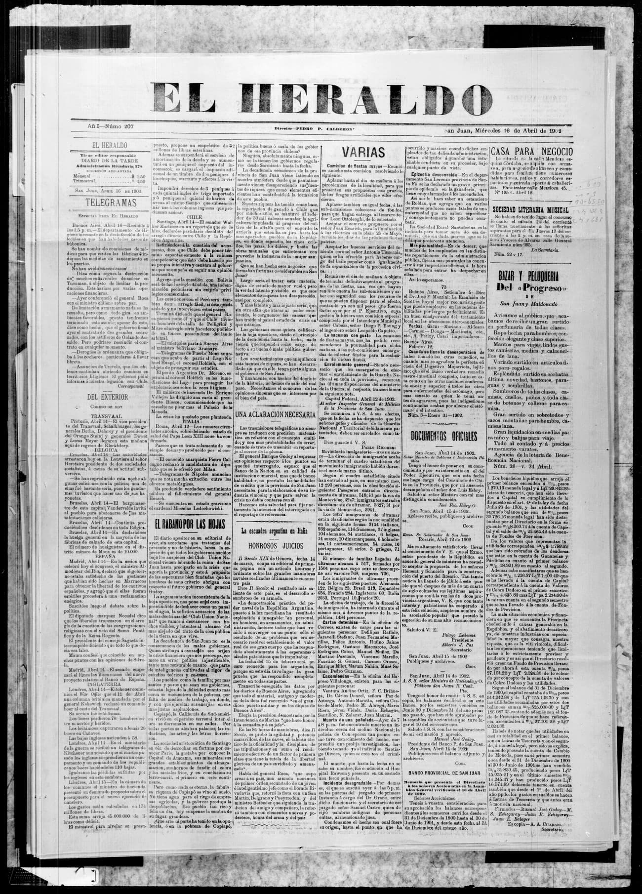 Portada · 16 de Abril de 1902
