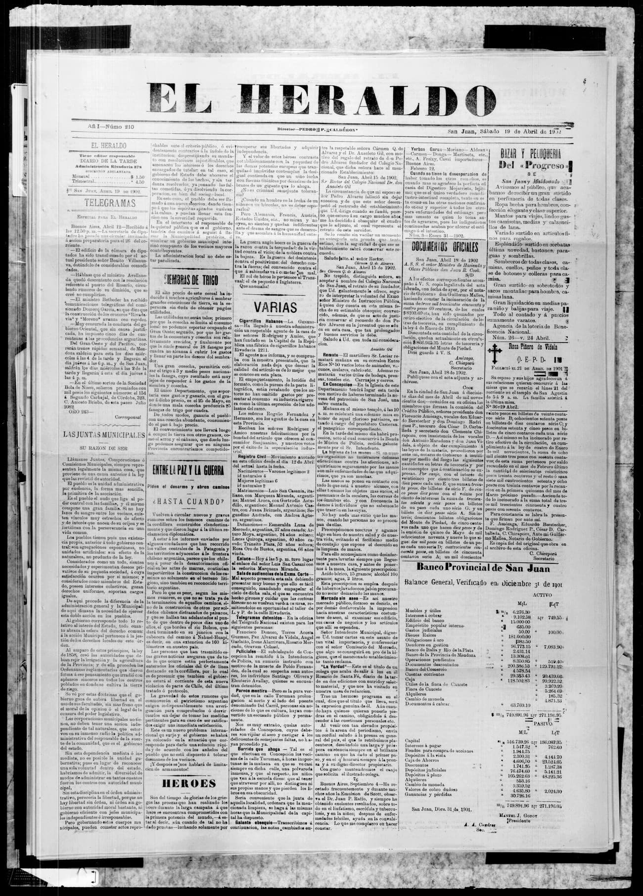 Portada · 19 de Abril de 1902