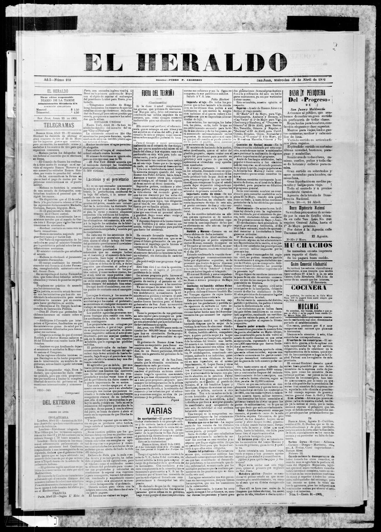 Portada · 23 de Abril de 1902