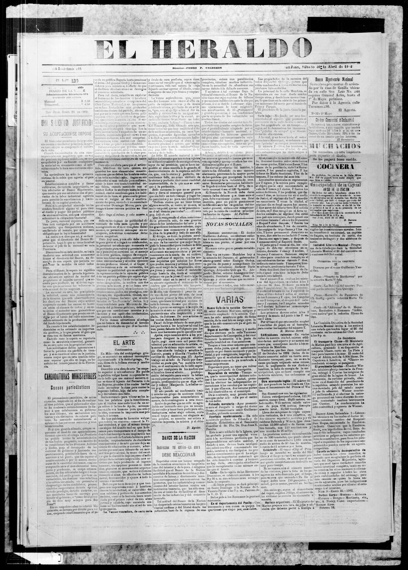 Portada · 26 de Abril de 1902