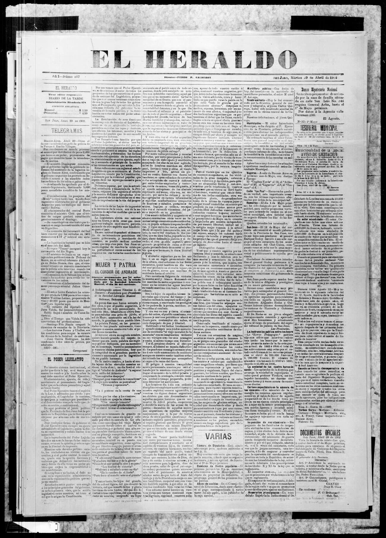Portada · 29 de Abril de 1902