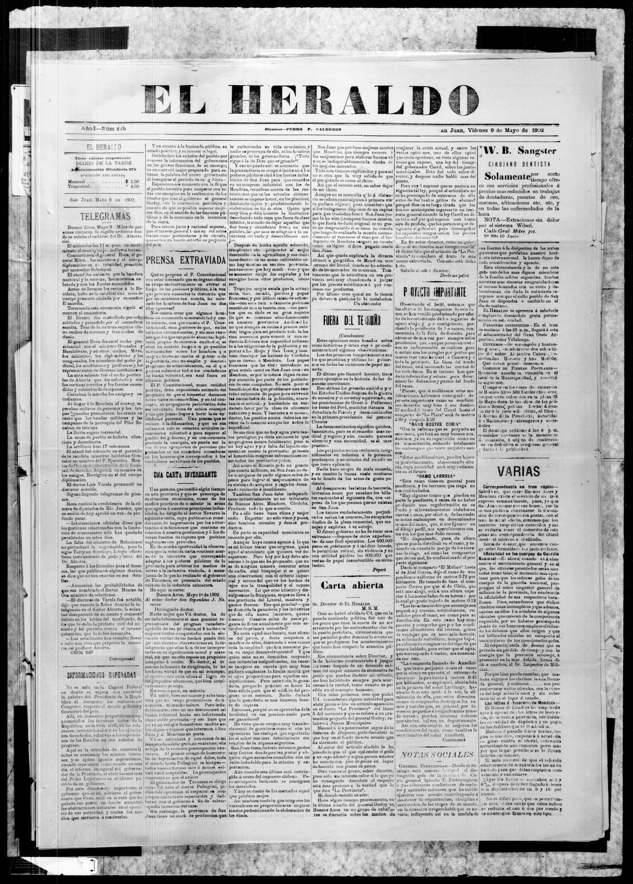 Portada · 9 de Mayo de 1902