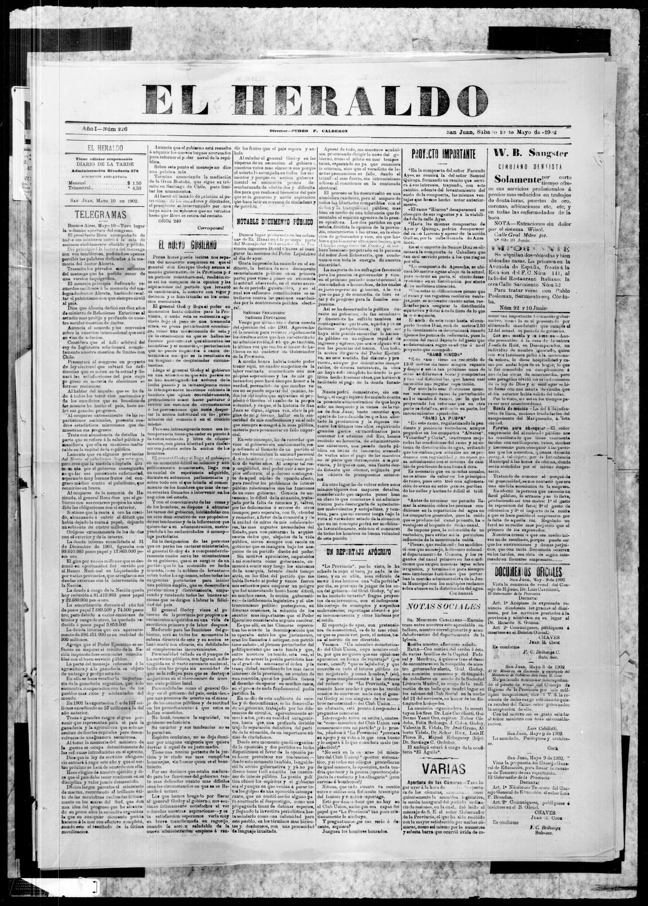 Portada · 10 de Mayo de 1902