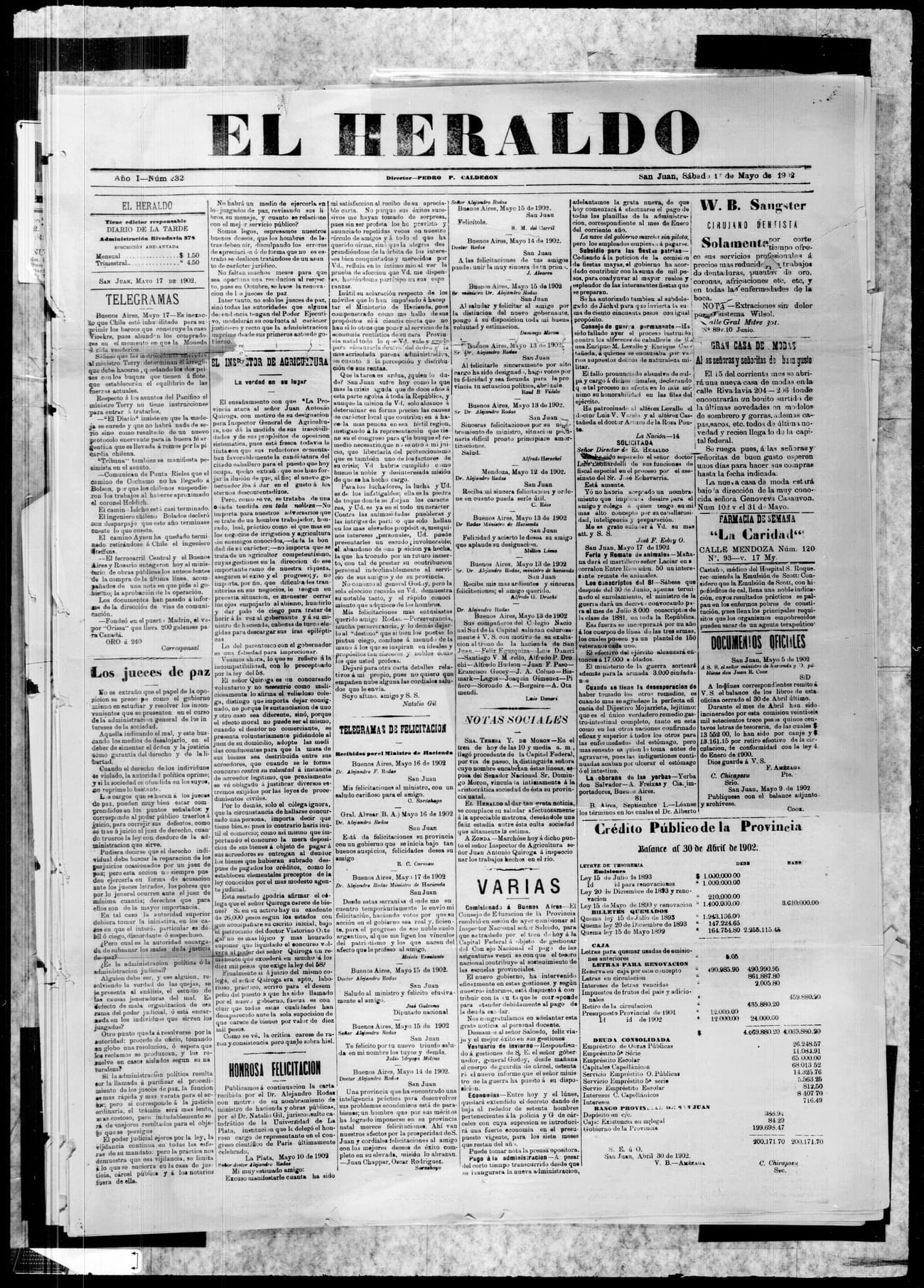 Portada · 17 de Mayo de 1902