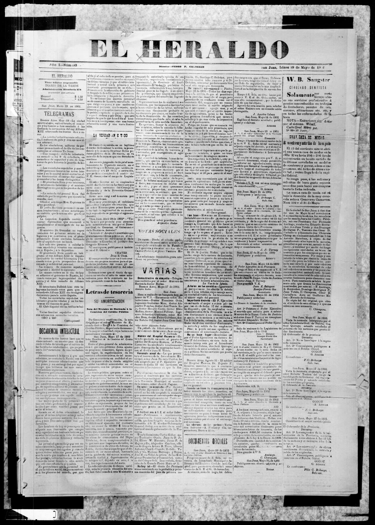 Portada · 19 de Mayo de 1902