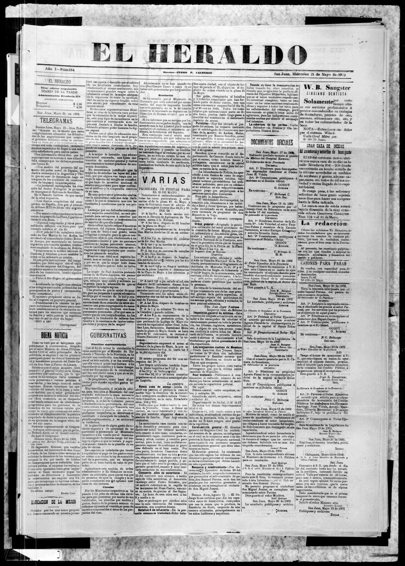 Portada · 21 de Mayo de 1902